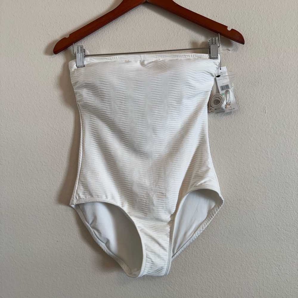 CARMEN MARC VALVO ivory bandeau one piece swimsuit NWT